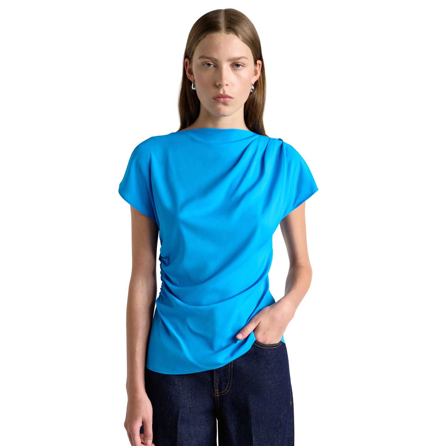 Cue Stretch Viscose Split Sleeve Top